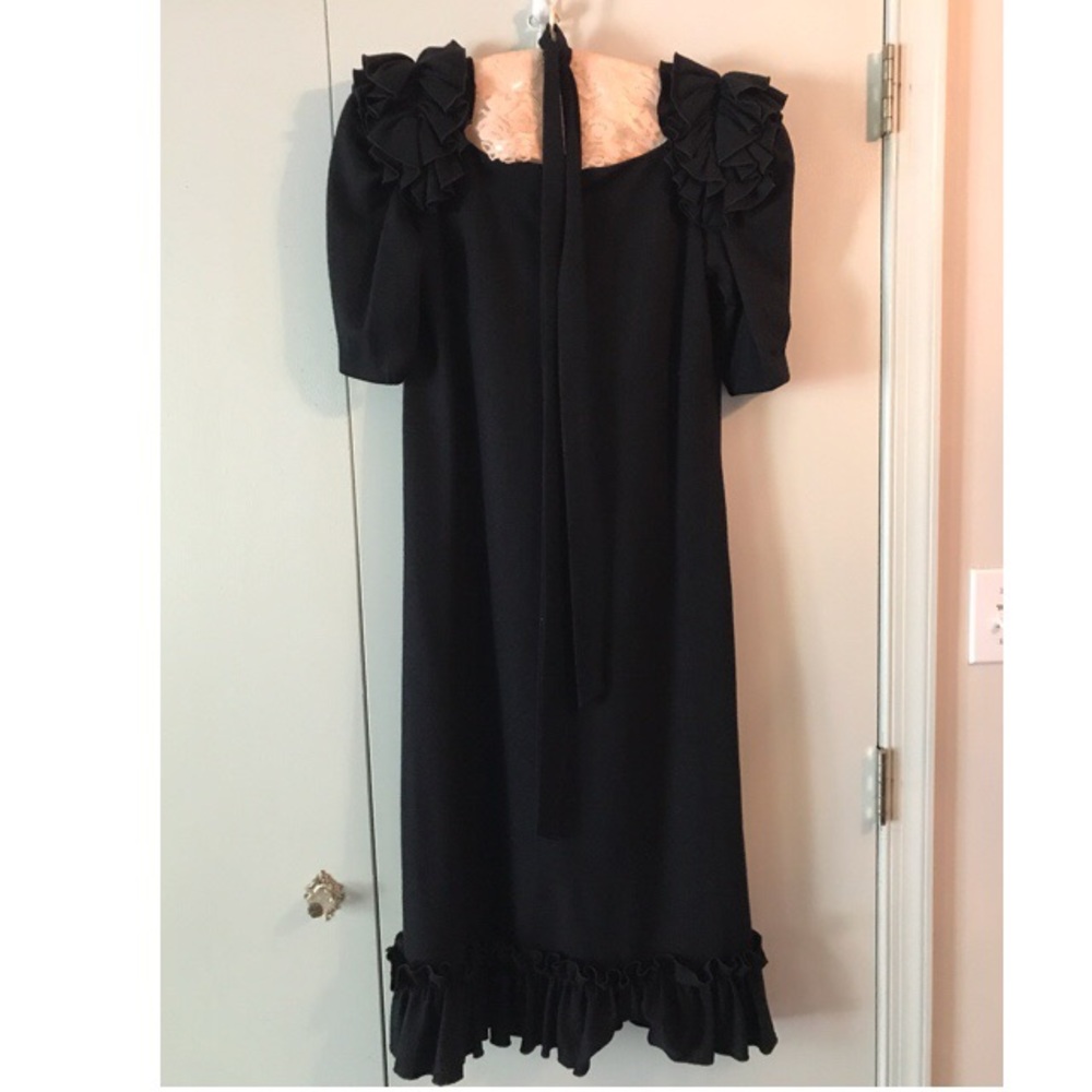 Vintage Ruffled Shoulder & Hem Dress and Sash